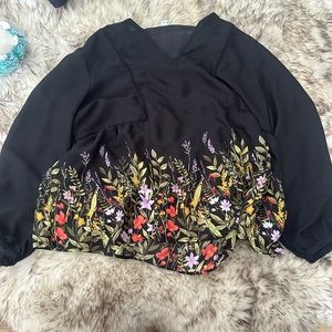 Black shirt with flowers